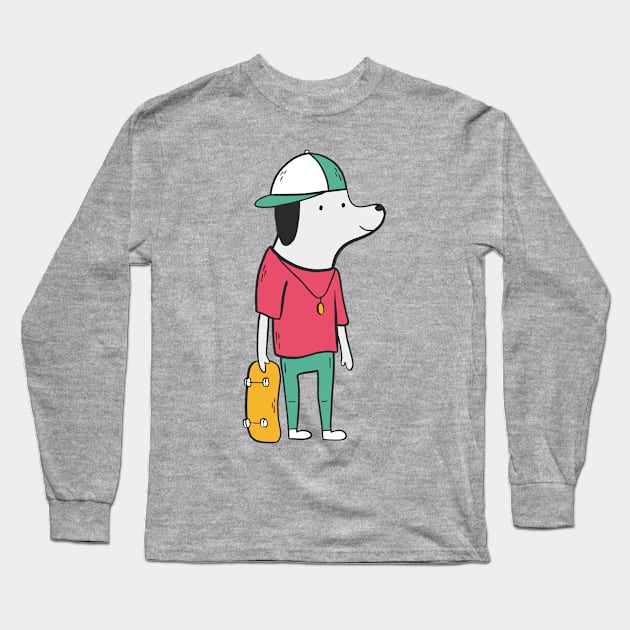 Skater Dog Long Sleeve T-Shirt by krimons